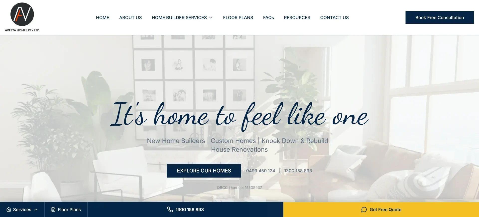 Avesta Homes - Desktop view